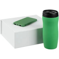 Набор Formation: термостакан, внешний аккумулятор 5000 mAh, зеленый / белый фото
