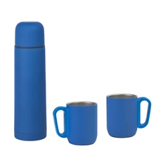 Набор «Гейзер»: термос, 2 кружки, soft touch, синий фото