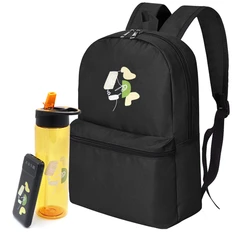 Набор «Грани мысли»: внешний аккумулятор 10000 mAh с фонариком, рюкзак, пластиковая бутылка для воды, черный фото