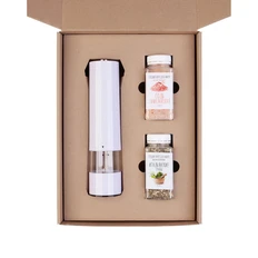 Набор «Grinder box 3in1»: мельница, гималайская розовая соль, итальянские травы, белый фото