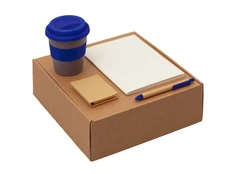 Набор Halm: блокнот, ручка, термостакан, бежевый / синий фото