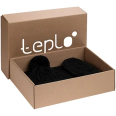 Набор teplo Heat Trick: шапка, шарф, варежки, черный меланж фото