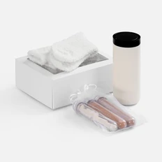 Набор Heimen: термостакан, носки, набор для приготовления какао, белый фото