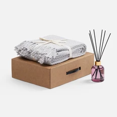 Набор Heimstad: плед, диффузор ароматический, светло-серый фото