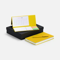 Набор High Grade: ежедневник недатированный, календарь настольный, ручка шариковая, желтый фото