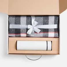 Набор Homedale: плед и термос с ситечком, серый / белый фото