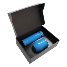 Набор Hot Box C black: кофер, термос с датчиком температуры, голубой фото