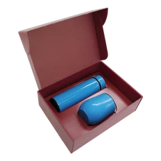 Набор Hot Box C red: кофер, термос с датчиком температуры, голубой фото