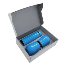 Набор Hot Box C2 grey: 2 кофера, термос с датчиком температуры, голубой фото