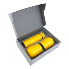 Набор Hot Box C2 grey: 2 кофера, термос с датчиком температуры, желтый фото