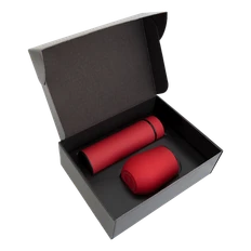 Набор Hot Box CS black: кофер, термос с датчиком температуры, красный фото