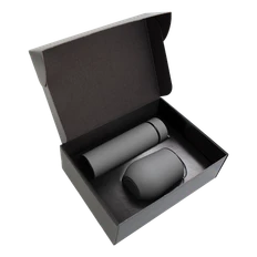 Набор Hot Box CS black: кофер, термос с датчиком температуры, серый фото