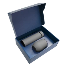 Набор Hot Box CS blue: кофер, термос с датчиком температуры, серый фото