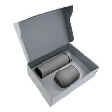 Набор Hot Box CS grey: кофер, термос с датчиком температуры, серый фото