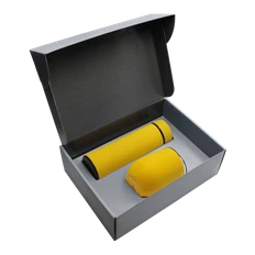 Набор Hot Box CS grey: кофер, термос с датчиком температуры, желтый фото