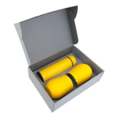 Набор Hot Box CS2 grey: 2 кофера, термос с датчиком температуры, желтый фото