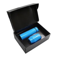 Набор Hot Box E black: кофер, термос с датчиком температуры, голубой фото