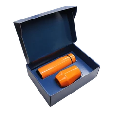 Набор Hot Box E blue: кофер, термос с датчиком температуры, оранжевый фото