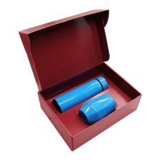 Набор Hot Box E red: кофер, термос с датчиком температуры, голубой фото