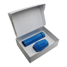 Набор Hot Box E white: кофер, термос с датчиком температуры, голубой фото