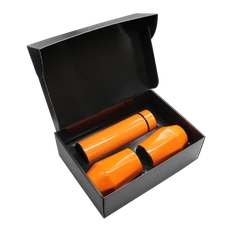 Набор Hot Box E2 black: 2 кофера, термос с датчиком температуры, оранжевый фото