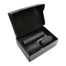 Набор Hot Box E2 EDGE CO12s black, soft touch: 2 кофера, термос с датчиком температуры, черный фото