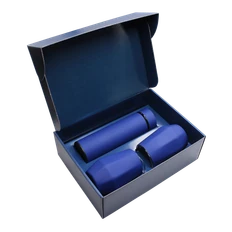 Набор Hot Box E2 EDGE CO12s blue, soft touch: 2 кофера, термос с датчиком температуры, синий фото