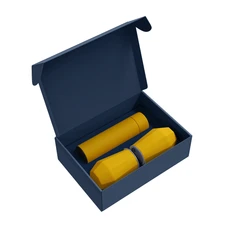 Набор Hot Box E2 EDGE CO12s blue, soft touch: 2 кофера, термос с датчиком температуры, желтый фото