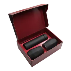 Набор Hot Box E2 EDGE CO12s red, soft touch: 2 кофера, термос с датчиком температуры, черный фото