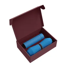 Набор Hot Box E2 EDGE CO12s red, soft touch: 2 кофера, термос с датчиком температуры, голубой фото
