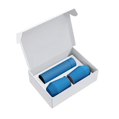 Набор Hot Box E2 EDGE CO12s white, soft touch: 2 кофера, термос с датчиком температуры, голубой фото