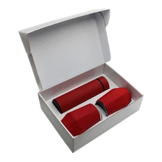 Набор Hot Box E2 EDGE CO12s white, soft touch: 2 кофера, термос с датчиком температуры, красный фото