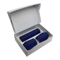 Набор Hot Box E2 EDGE CO12s white, soft touch: 2 кофера, термос с датчиком температуры, синий фото