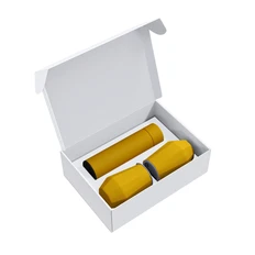 Набор Hot Box E2 EDGE CO12s white, soft touch: 2 кофера, термос с датчиком температуры, желтый фото