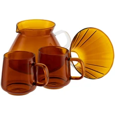 Набор кофейный Force Nexus: кофейник, воронка, две кружки, коричневый / прозрачный фото