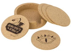 Набор костеров из пробки на подставке Krock, коричневый фото