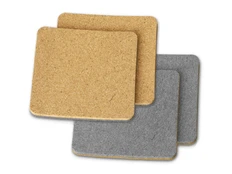 Набор костеров из пробки с фетром Grit, бежевый / серый фото