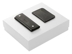 Набор кожаный Long River: картхолдер, ключница, черный / белый фото