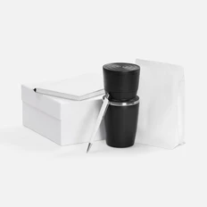 Набор Kroom Coffee: кофеварка, кофе, ежедневник, ручка шариковая, белый фото