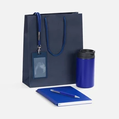 Набор Kroom Office: ежедневник недатированный, термостакан, шнурок для бейджа, ручка шариковая, чехол для пропуска, синий фото