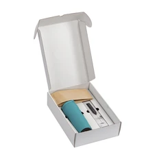 Набор «Латте»: термостакан soft touch, капучинатор, кофе в зернах, бирюзовый фото