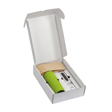 Набор «Латте»: термостакан soft touch, капучинатор, кофе в зернах, салатовый фото