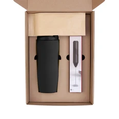 Набор «Латте»: термостакан soft touch, капучинатор, кофе зерновой, черный фото