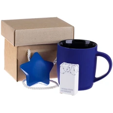 Набор Less Stress: кружка soft touch, гирлянда, антистресс, синий фото