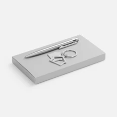 Набор Lodgero: ручка шариковая и брелок, серебристый фото