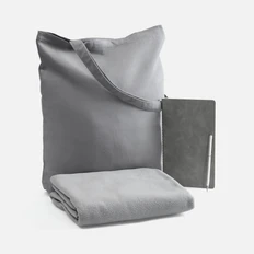 Набор Luba Warm: плед флисовый, сумка холщовая, блокнот, ручка шариковая, серый фото