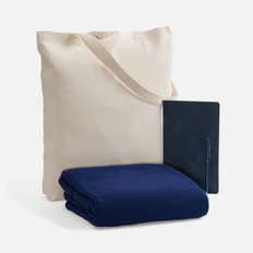 Набор Luba Warm: плед флисовый, сумка холщовая, блокнот, ручка шариковая, синий фото