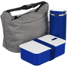 Набор Luncherer: термостакан, термосумка, ланч-бокс, синий фото