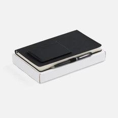 Набор Lungo Trio: ежедневник недатированный, чехол для карточек, ручка шариковая, черный фото