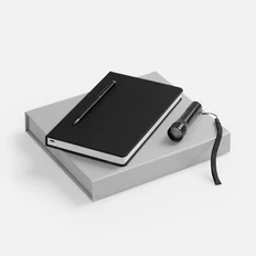 Набор Magnet Light: ежедневник недатированный, фонарик, ручка шариковая, черный фото